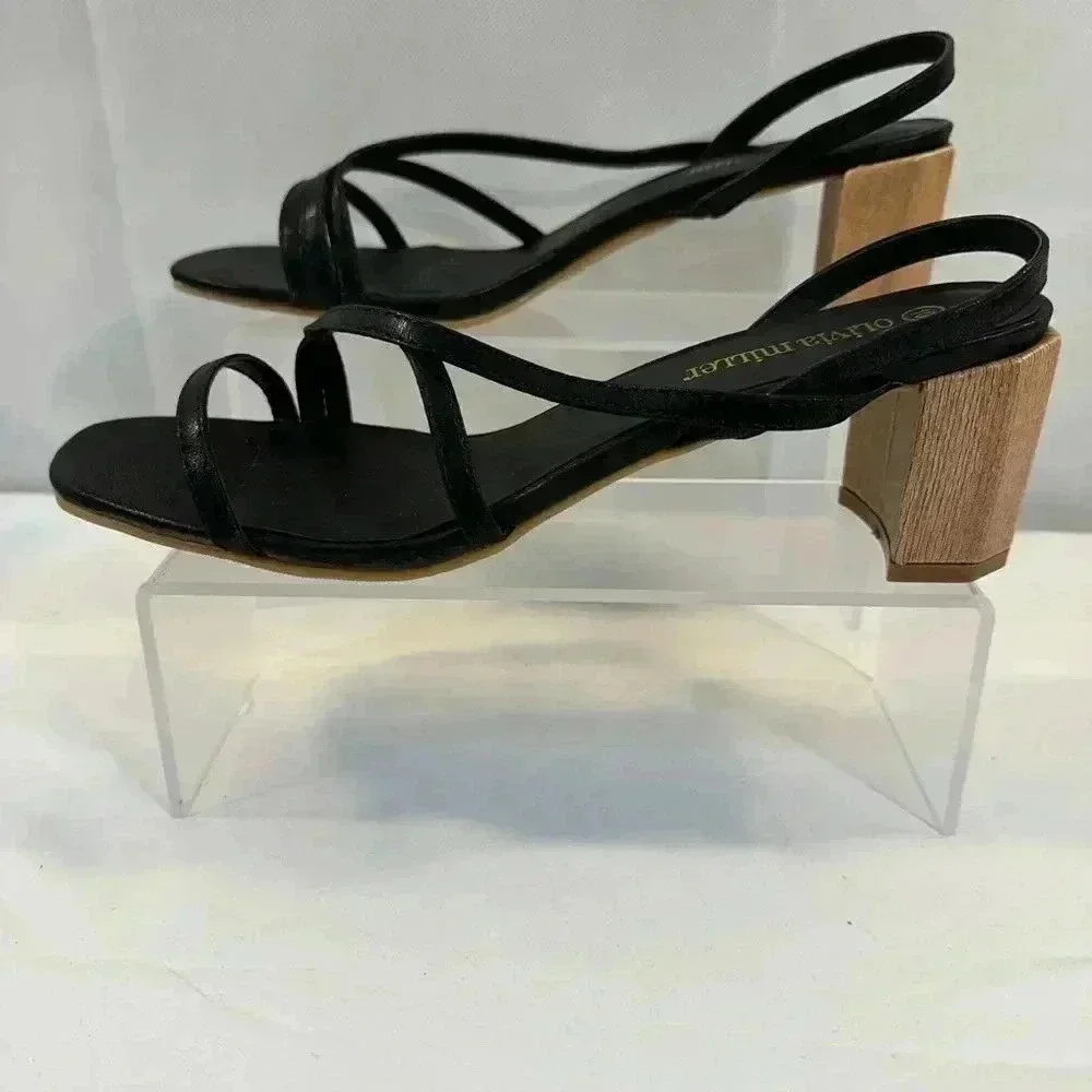 Olivia Miller Black Strappy Slingback Sandals size 10